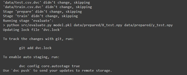 Run the “evaluate” stage.